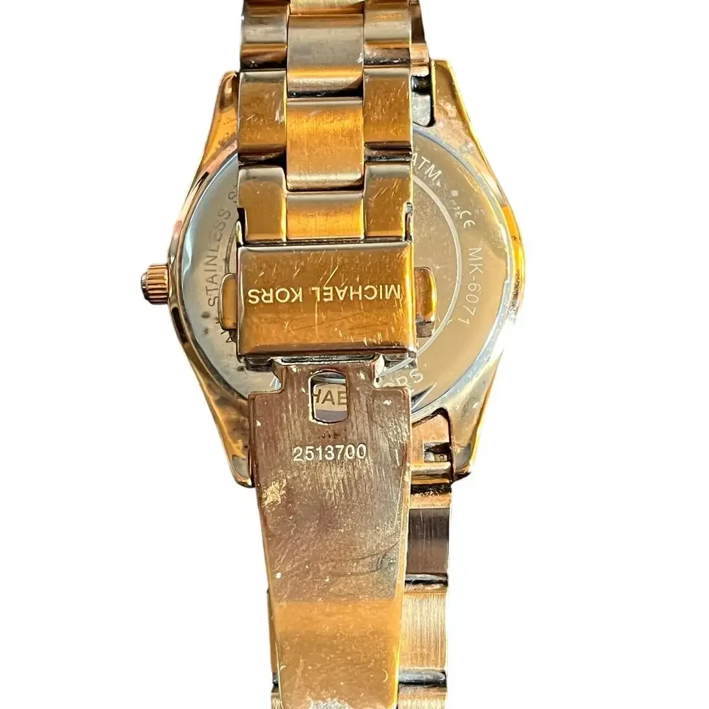 Michael Kors Watch Colette MK6071 Womens Rose Gold Plated Day Date Untested 6.5